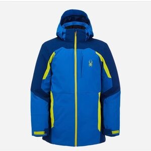 Spyder Men’s Blue and Yellow Hooded Ski Jacket